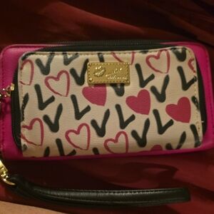 Pink and Black Heart Patterned Women's Bag
